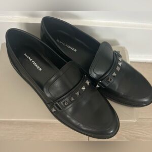 EUC Marc Fisher Studded Leather Black Loafers